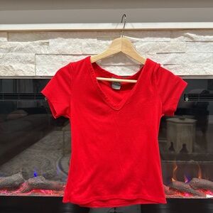 Olivia Rae Red V-Neck Short Sleeve Top